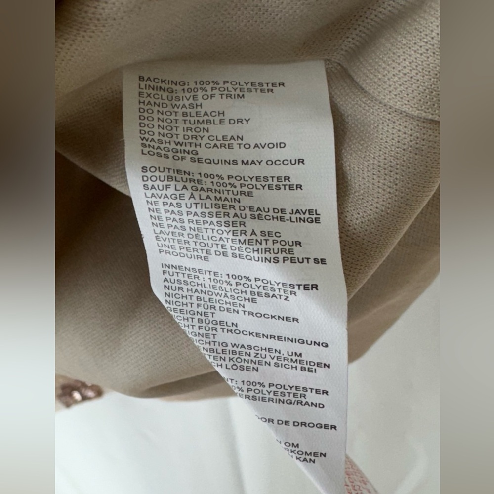 Boohoo Sparkly mini dress size 4 light peach long sleeves - Picture 7 of 13